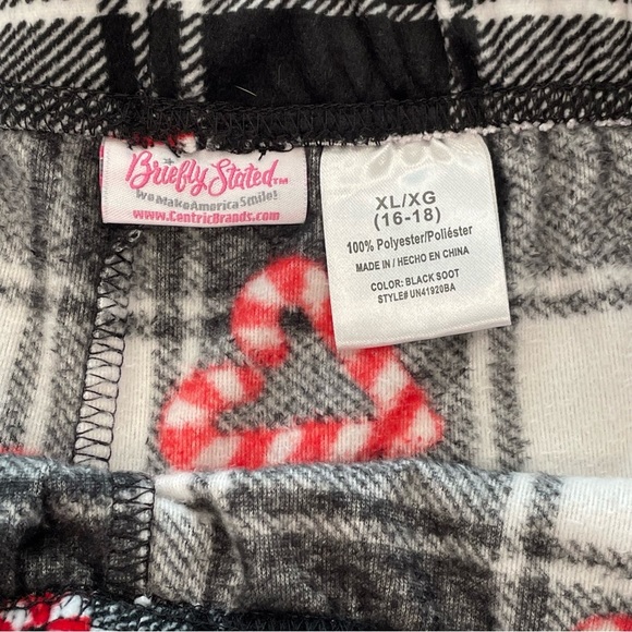 Briefly Stated Women's Candy Cane Hearts Buffalo Plaid Cuffed Sleep Pants - Picture 5 of 5